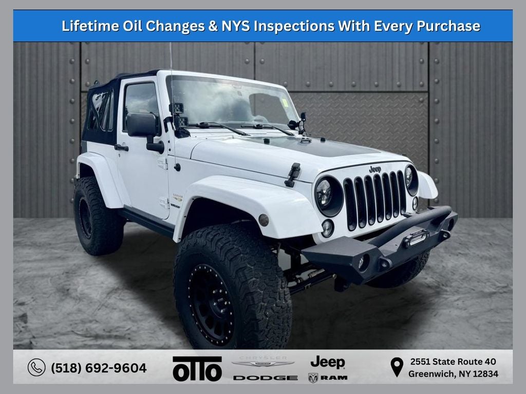 2015 Jeep Wrangler Sahara in Bright White Clearcoat — front three-quarter view