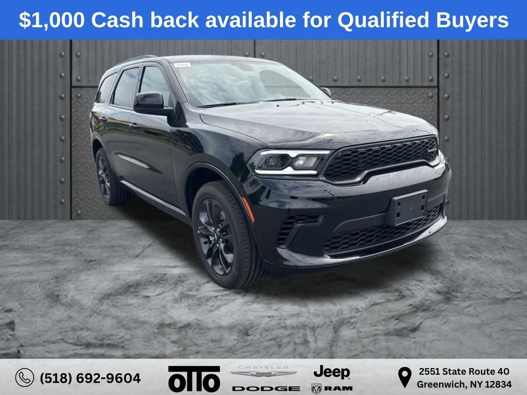 2026 Dodge Durango DURANGO GT AWD in Diamond Black Clear-Coat Exterior Paint — front three-quarter view