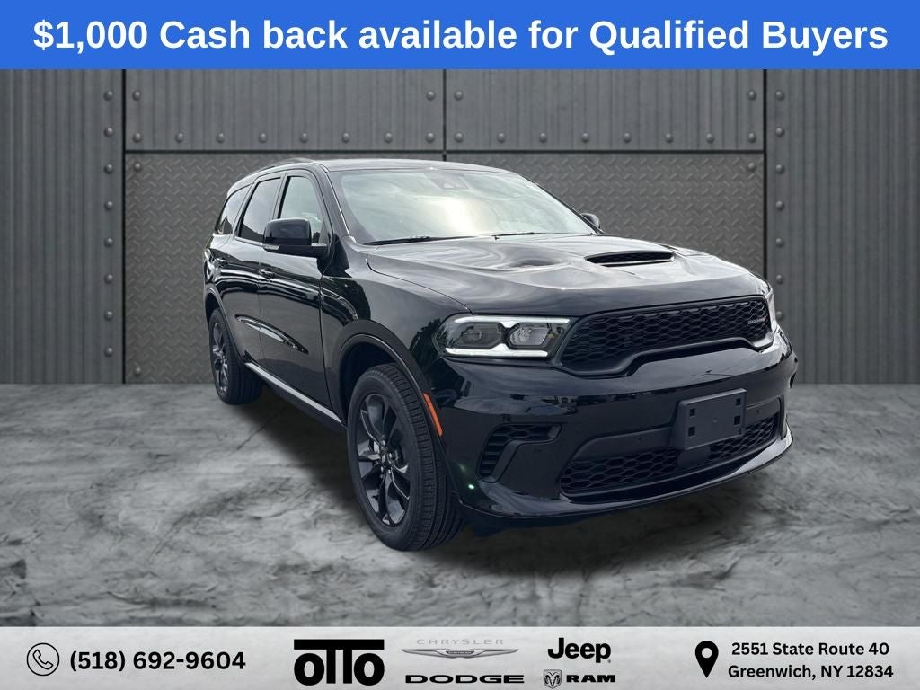 2026 Dodge Durango DURANGO GT PLUS AWD in Diamond Black Clear-Coat Exterior Paint — front three-quarter view