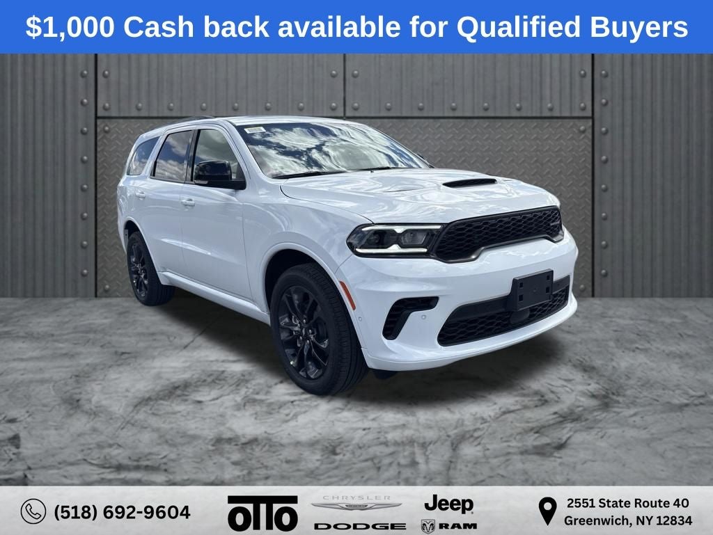 2026 Dodge Durango DURANGO GT PLUS AWD in White Knuckle Clear-Coat Exterior Paint — front three-quarter view