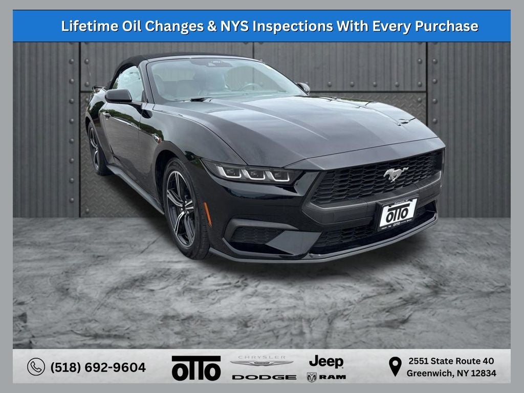 2024 Ford Mustang EcoBoost Premium Convertible in Shadow Black — front three-quarter view