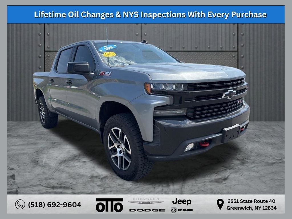 2019 Chevrolet Silverado 1500 LT Trail Boss in Satin Steel Metallic — front three-quarter view