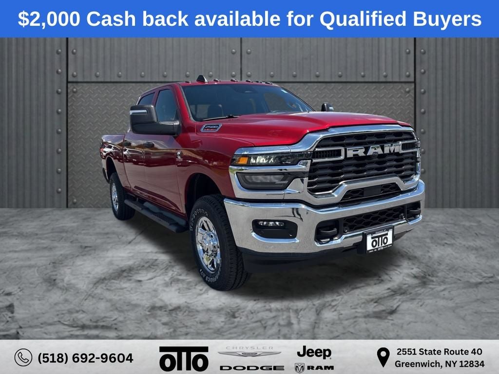 2026 RAM Ram 2500 RAM 2500 TRADESMAN CREW CAB 4X4 6'4' BOX in Molten Red Pearl-Coat Exterior Paint — front three-quarter view