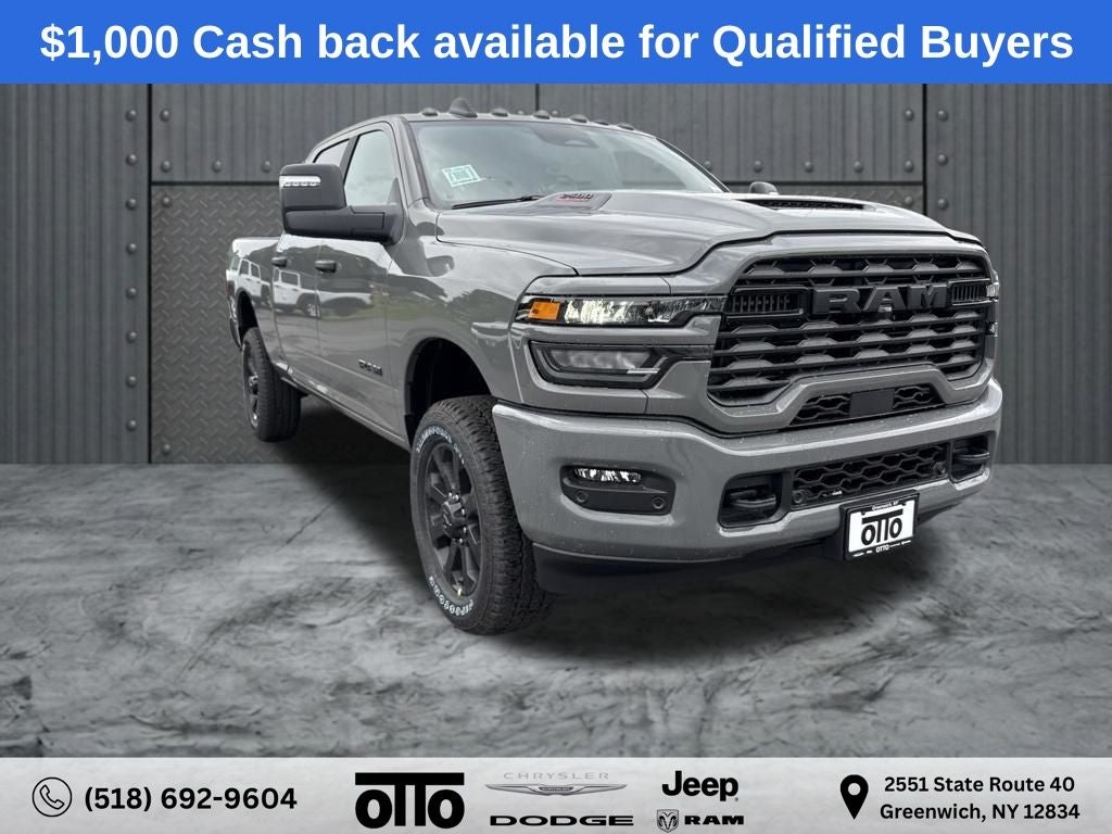 2026 RAM Ram 2500 RAM 2500 BIG HORN CREW CAB 4X4 6'4' BOX in Ceramic Gray Clear-Coat Exterior Paint — front three-quarter view