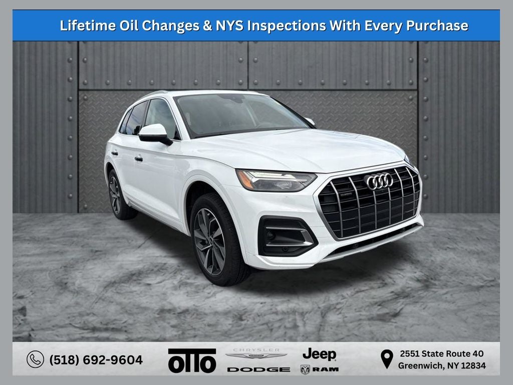 2021 Audi Q5 Premium Plus 45 TFSI quattro S tronic in White — front three-quarter view